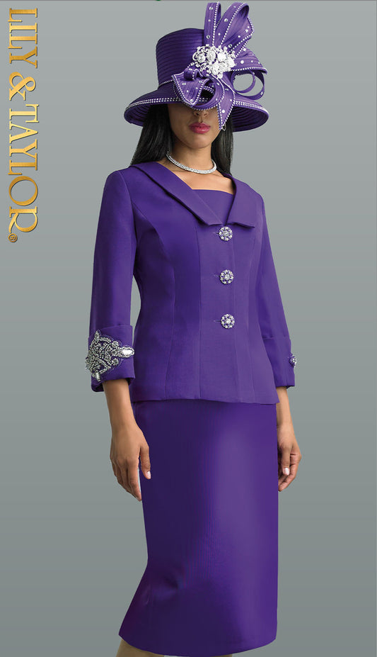 Lily And Taylor 4590-PUR-IH Church Suit