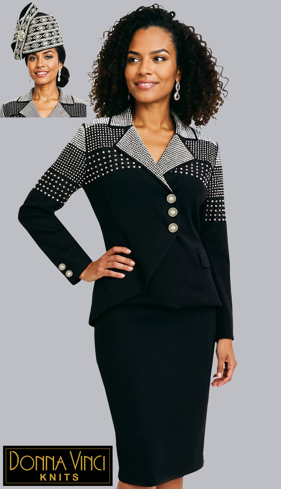 Donna Vinci Knit 13465-H Womens Church Suit-Hat