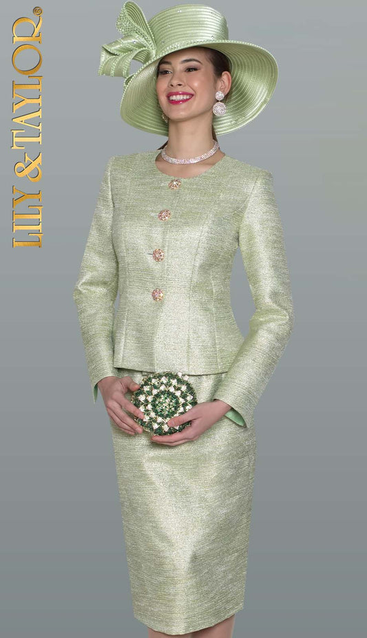 Lily and Taylor 5180-GRN-QS Church Suit