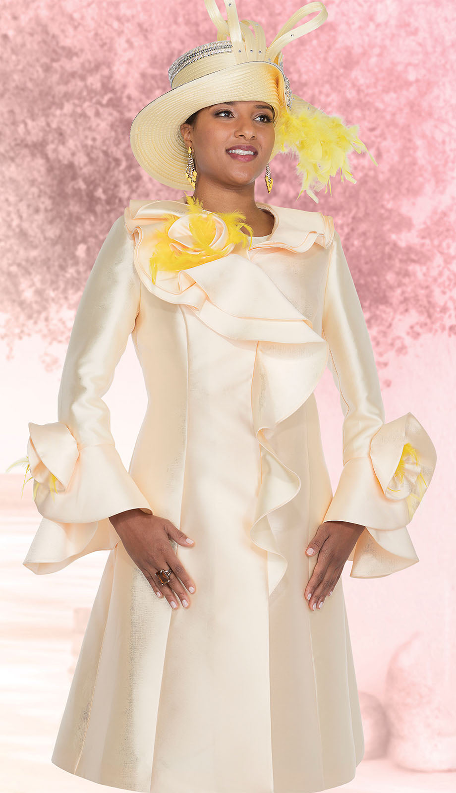 Elite Champagne 5972-YLW Church Dress