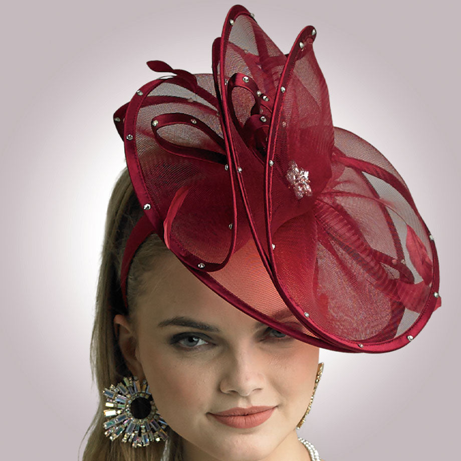 Lily And Taylor H121-WINE Fascinator