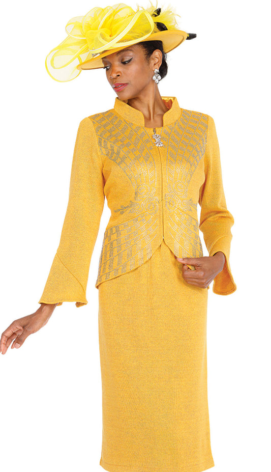 Elite Champagne Knit 5968-GLD-QS Church Suit