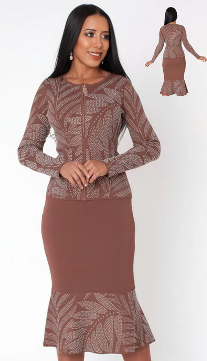 Kayla By Tally Taylor 5396-BRN Church Suit