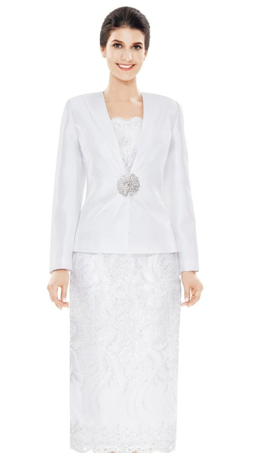 Nina Massini 2470-WHT Church Suit