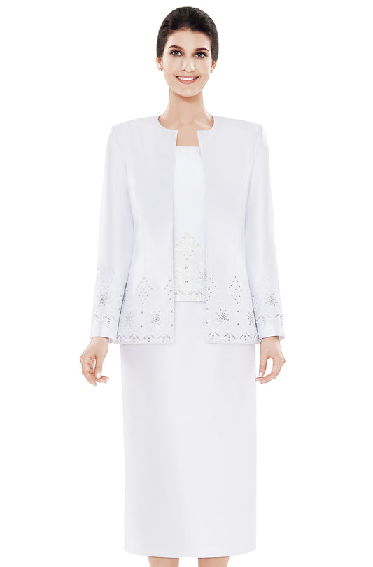 Nina Massini 2485-WHT Church Suit