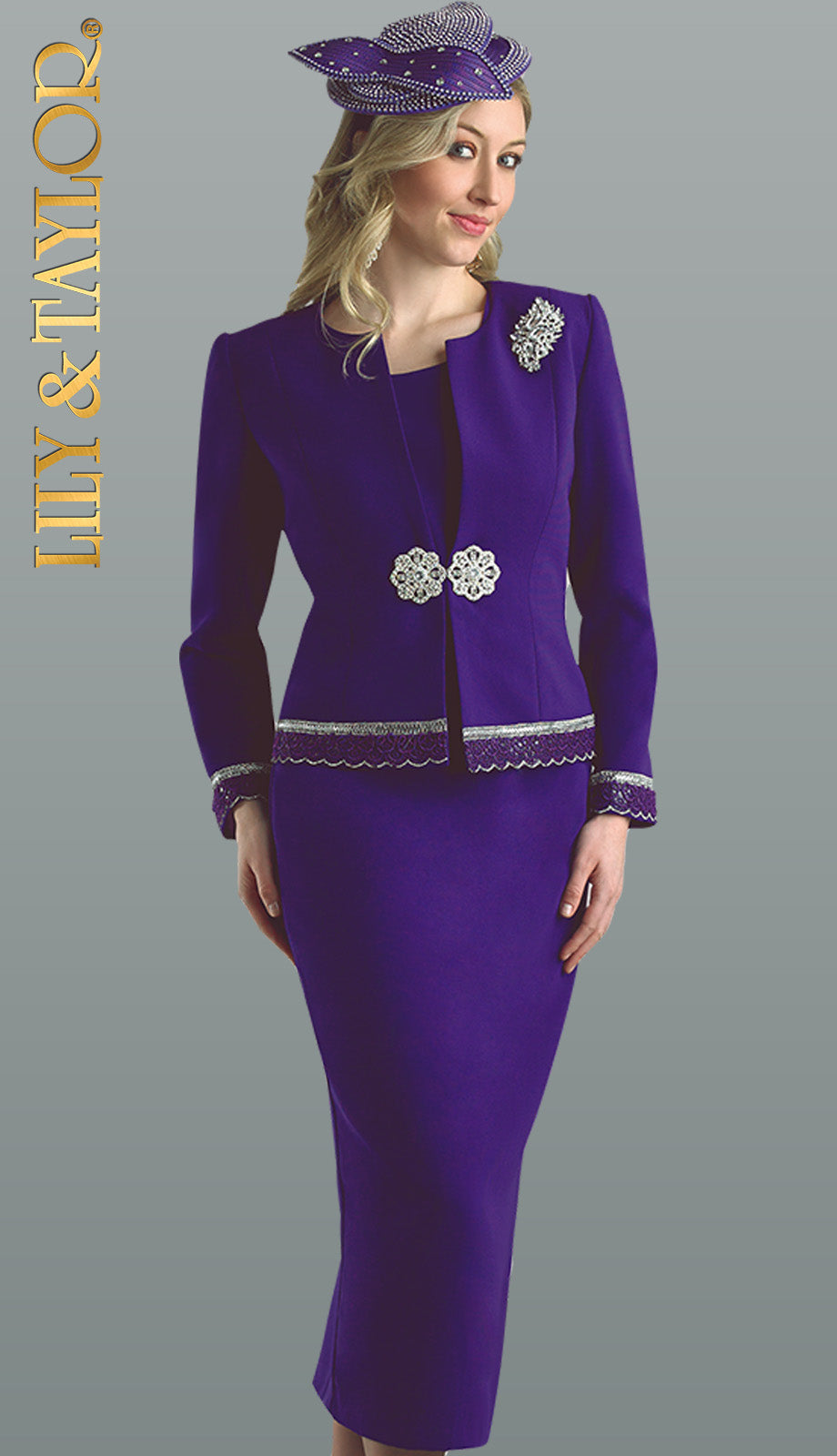 Lily And Taylor 4272-PUR-QS Church Suit