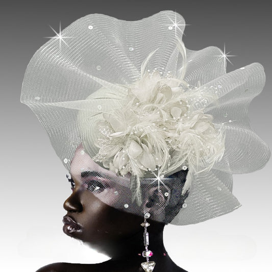 CASSANDRA-WHT FA2931B Church Fascinator