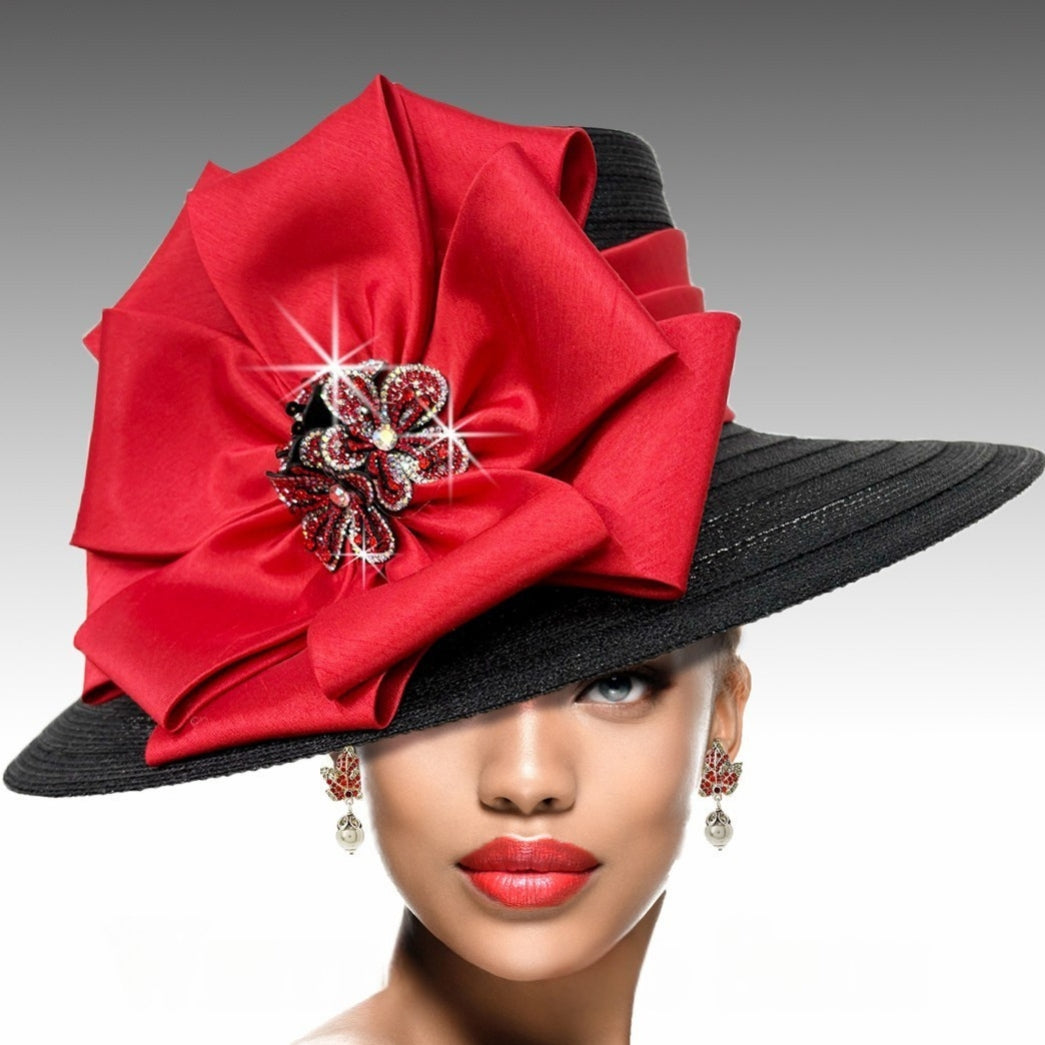 2952 CARMEN-BLK-RED Church Hat