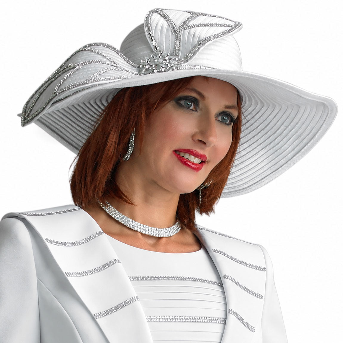 Lily And Taylor H289-WHT-QS Church Hat