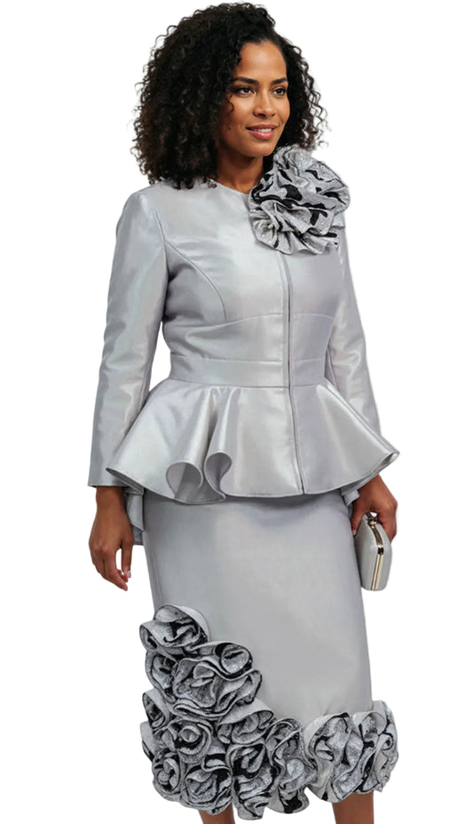 Donna Vinci 12164-SLV-QS Church Suit