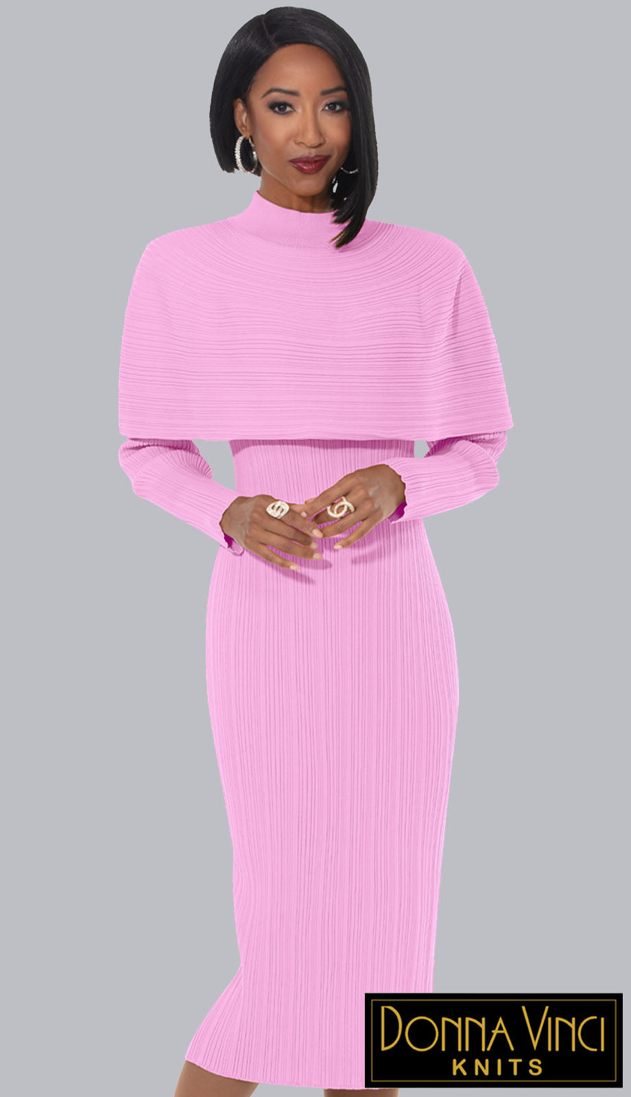 Donna Vinci Knit 13444-PNK-IH Womens Church Dress