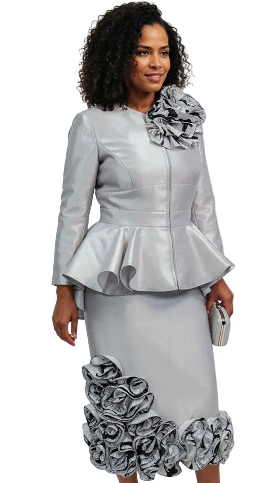 Donna Vinci 12164-SLV Church Suit