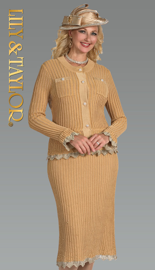 Lily And Taylor 996-GLD Church Suit