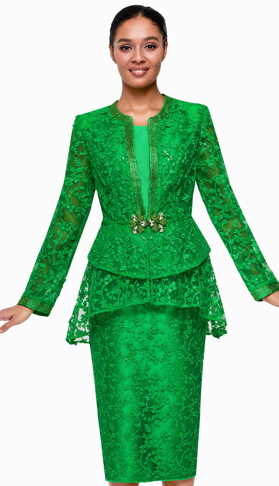 Serafina 4396-EMR Church Suit