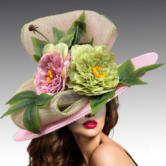 3358 MONET-QS-Pink-Lime Church Hat