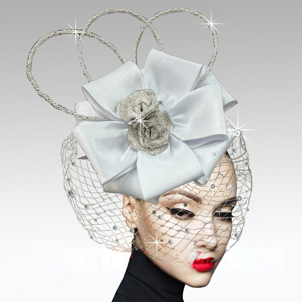FA3394 LOURDES-WHITE Church Fascinator