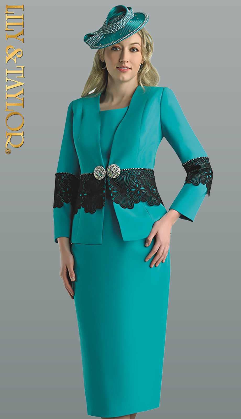 Lily And Taylor 4636-TEAL Church Suit