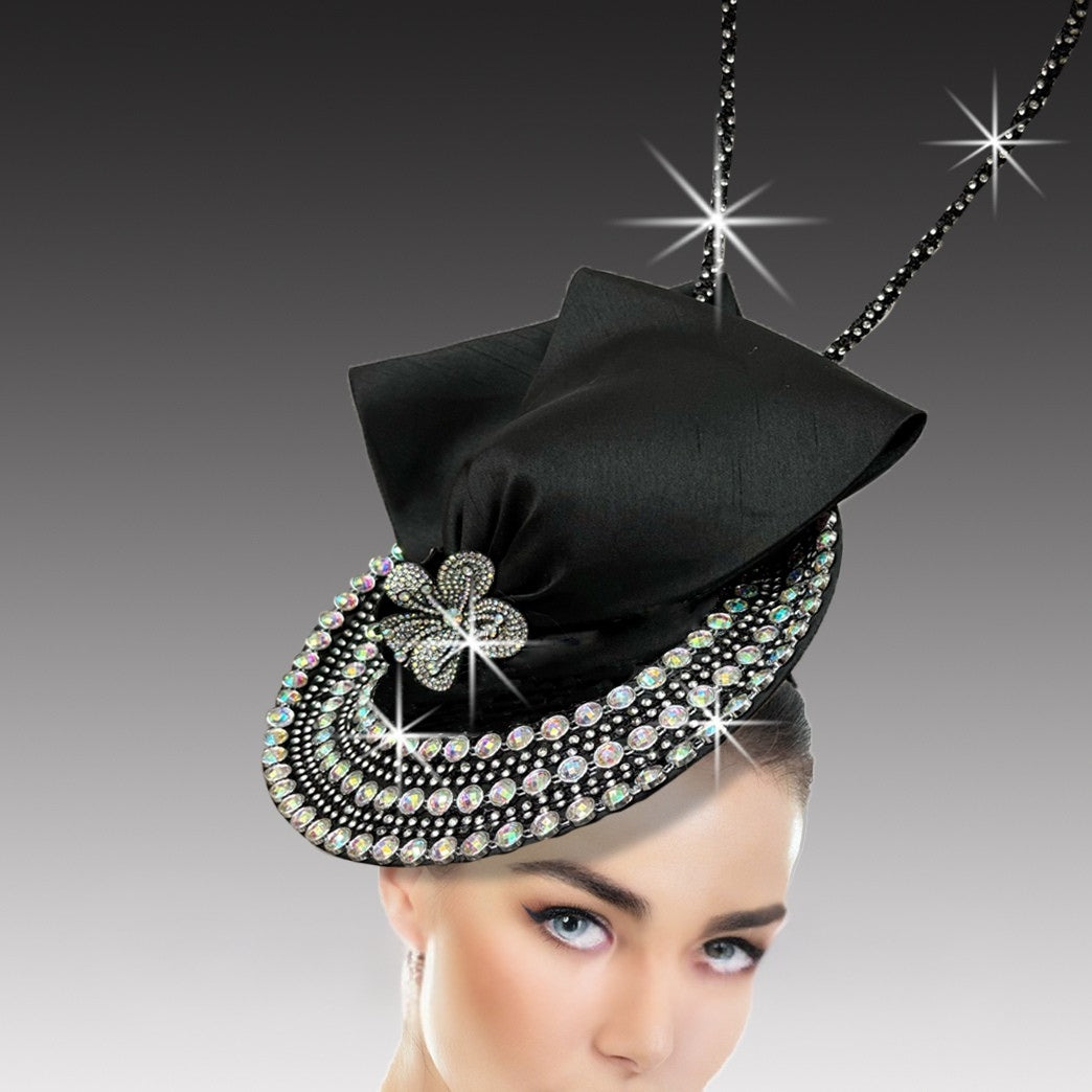 FA3424 Caprice-Black AB Church Fascinator