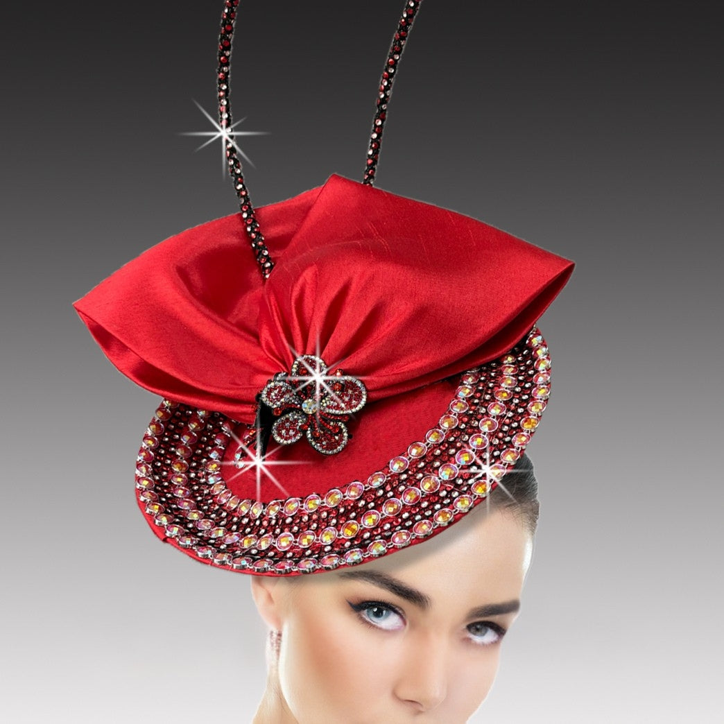 FA3424 Caprice-Red Church Fascinator