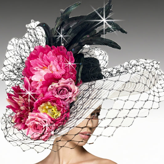 Church Hat3467 ABIGAIL-WHITE-PINK