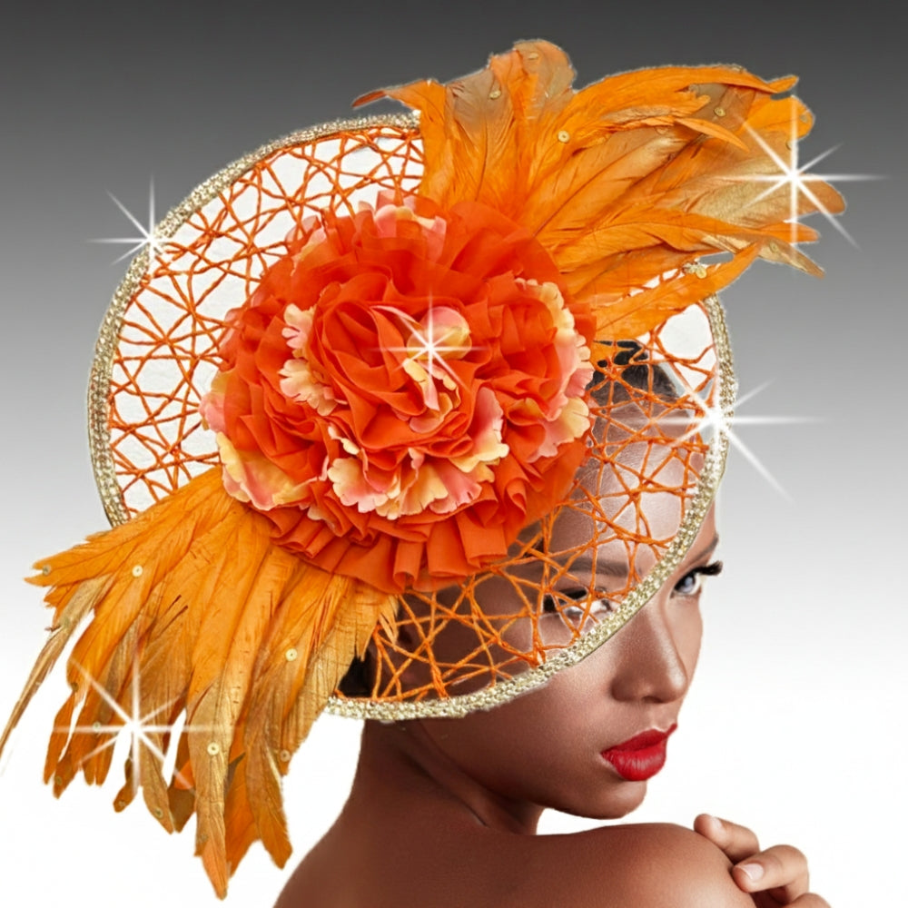 FA3472 ROSEWOOD-ORANGE Church Fascinator