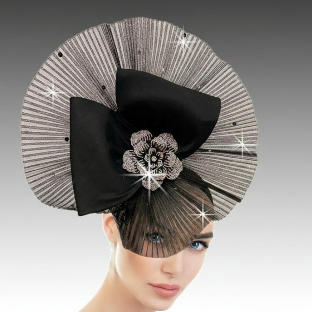 FA3497 Midnight Rose-Black Church Fascinator