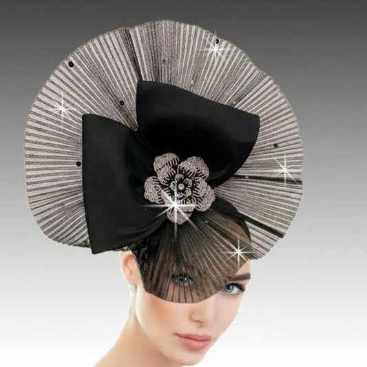 FA3497 Midnight Rose-Black Church Fascinator