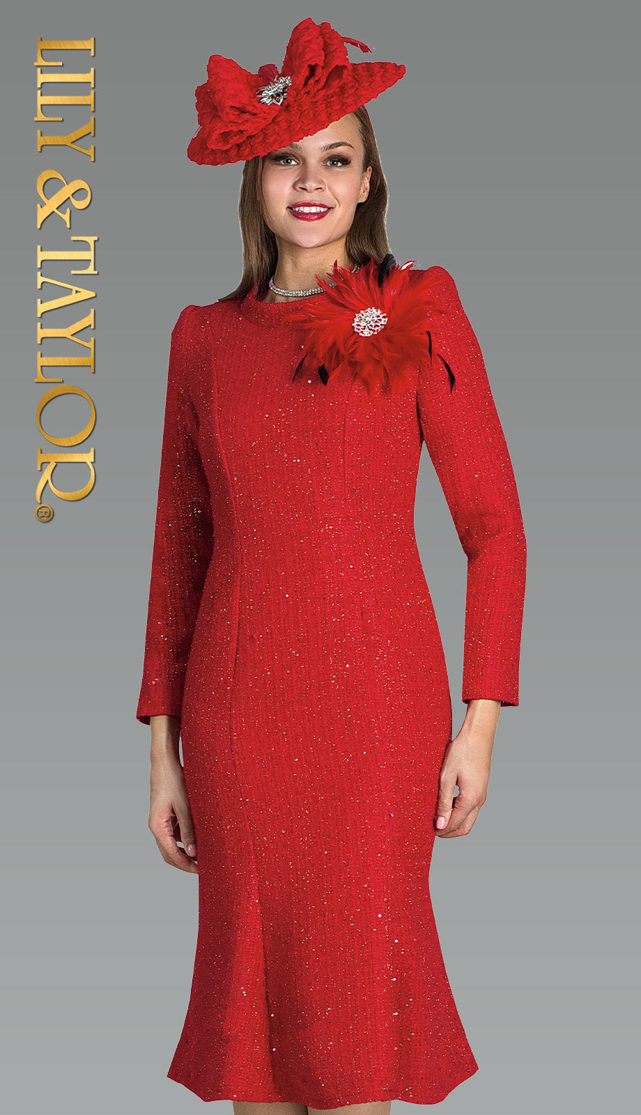 Lily And Taylor 5226-RED Church Dress