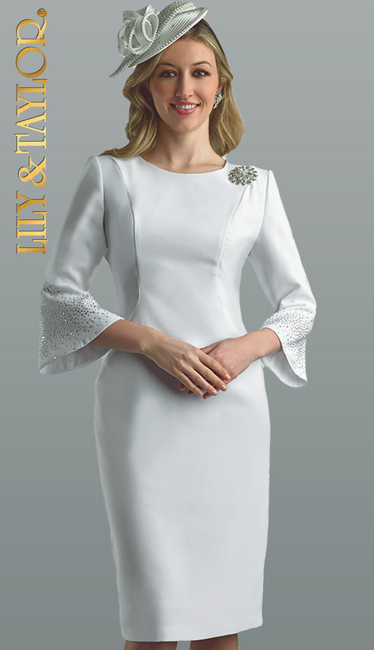 Lily And Taylor 4092-WHT First Ladies Church Dress-Hat
