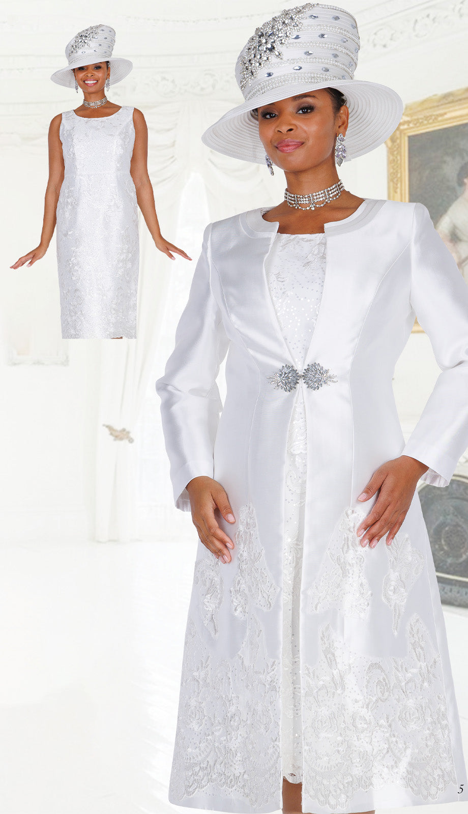 Elite Champagne 6461-WHT-IH Church Suit