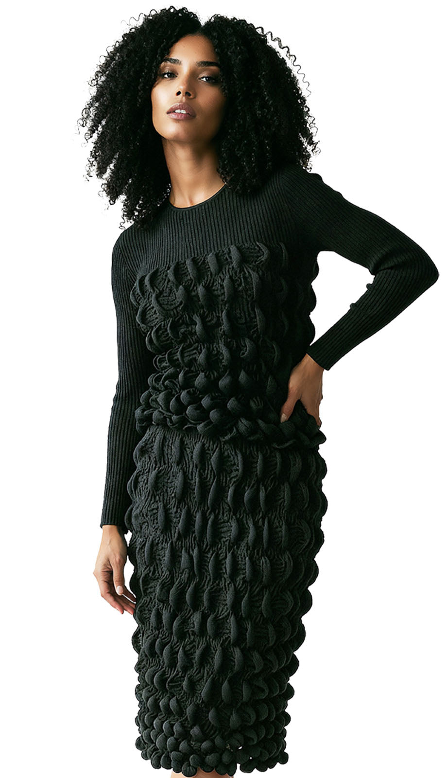 Luxe Moda LM523-BLK-QS Top and Skirt Set