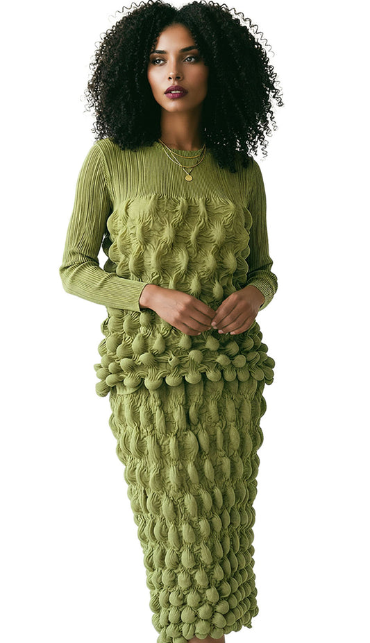 Luxe Moda LM523-SGE-QS Top And Skirt Set