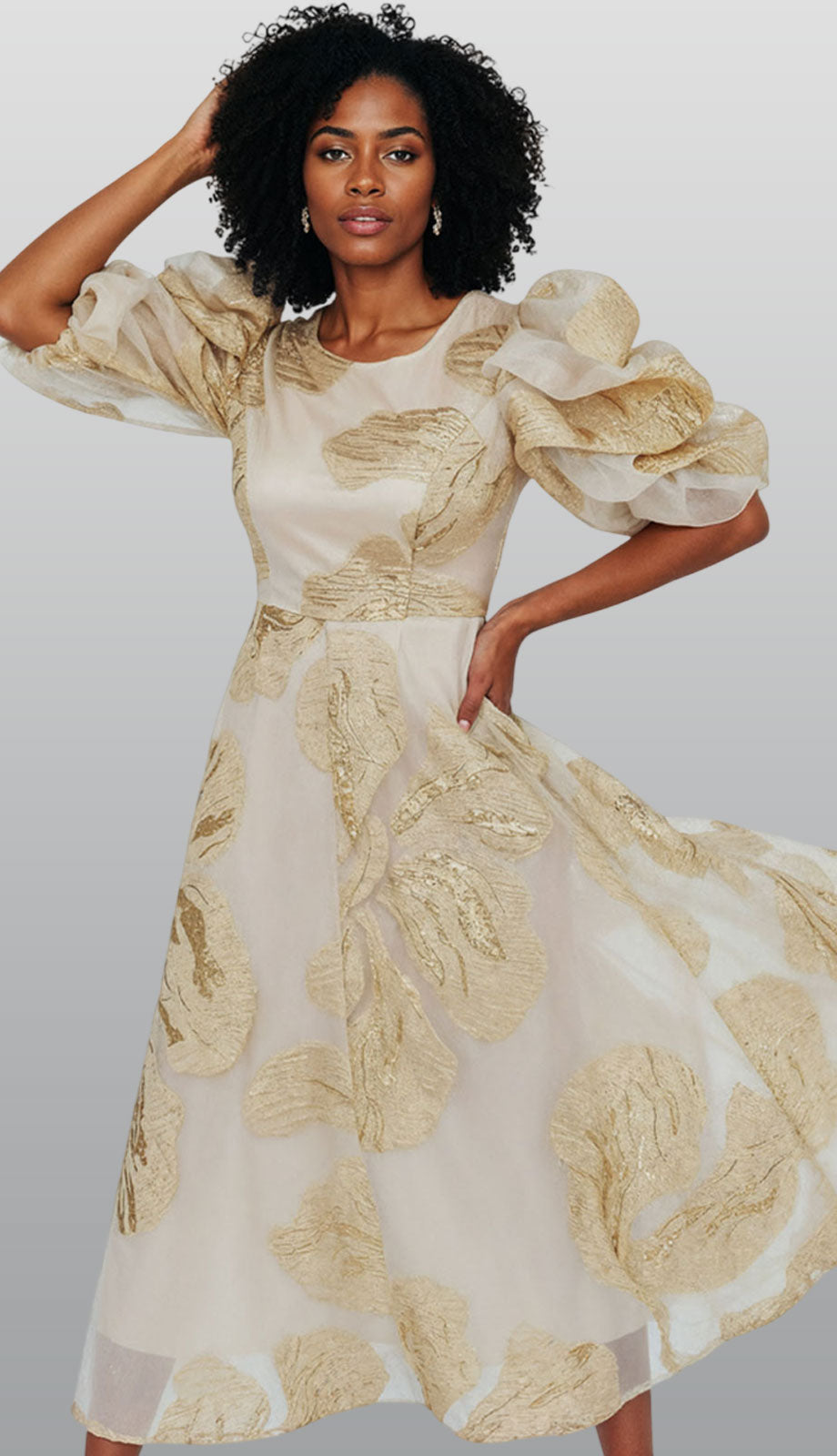 Donna Vinci 12266-TAN Ladies Church Dress