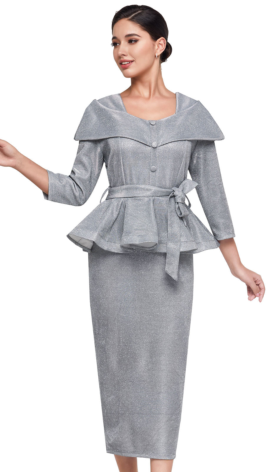 Serafina 6401-SIL Ladies Church Suit