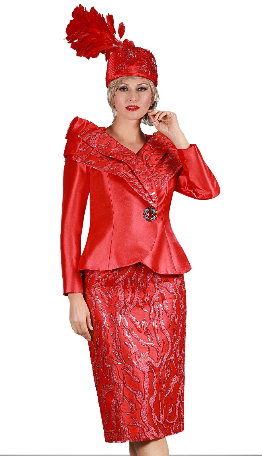 Giovanna 1211-RED-CO Church Suit