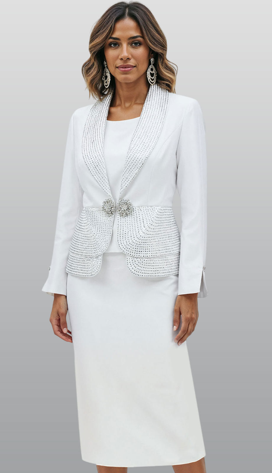 Donna Vinci 12272-WHT Ladies Church Suit