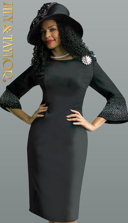Lily And Taylor 4092-BLK First Ladies Church Dress-Hat