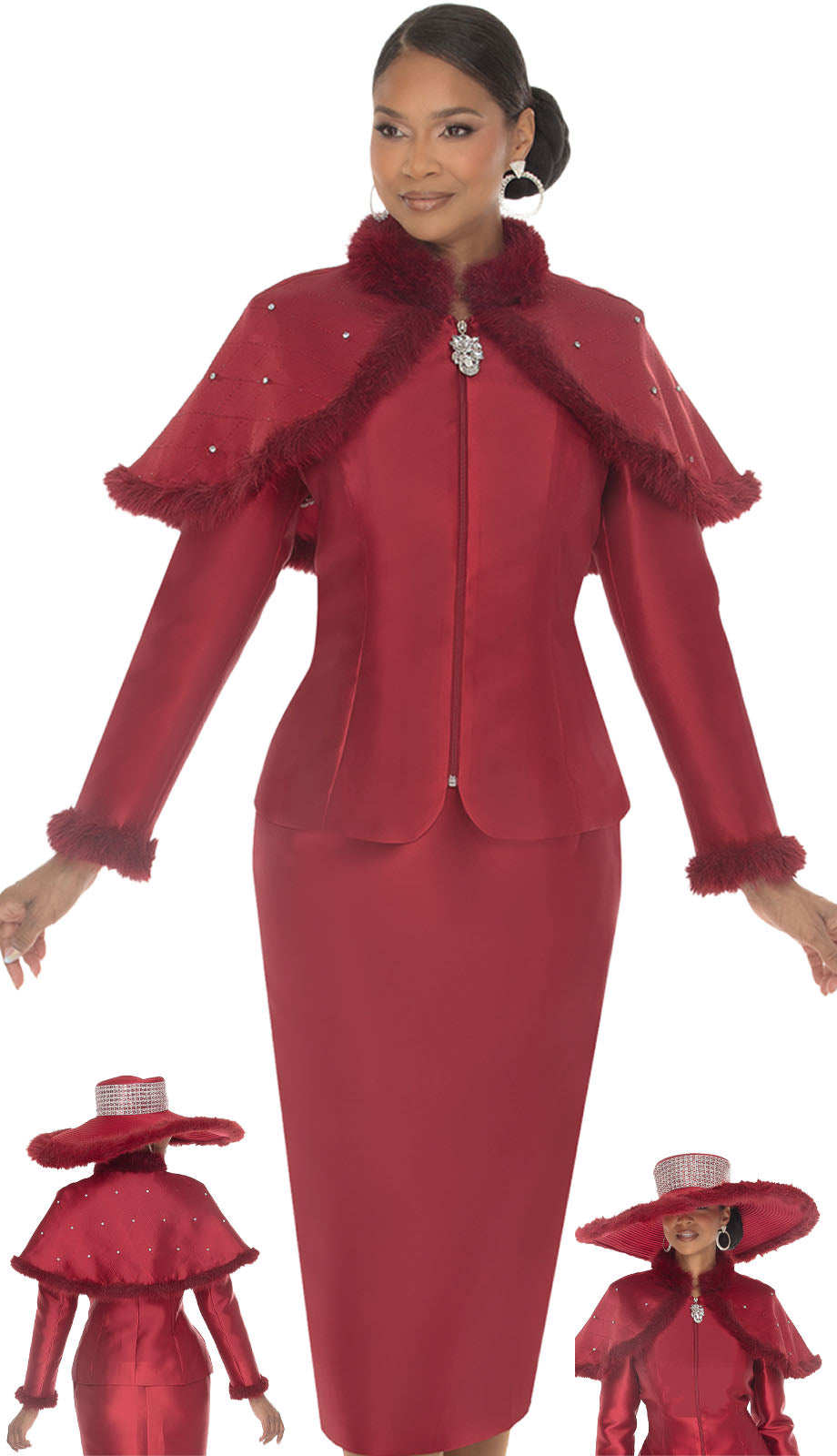 Donna Vinci 12240-BUR-QS Church Suit
