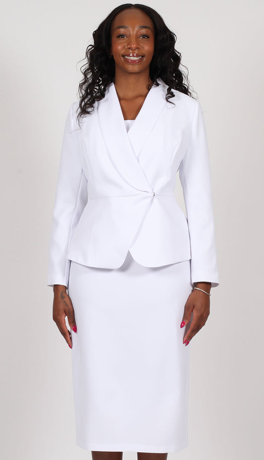 Diana Couture 9093-WHT Church Suit