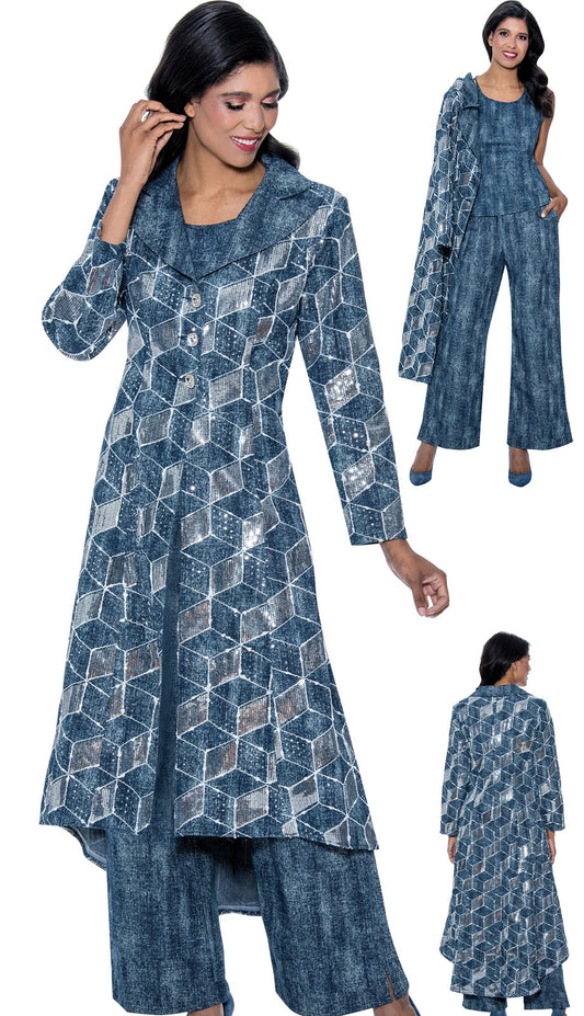 Devine Sport 800143-BLU-IH Church Pant Suit