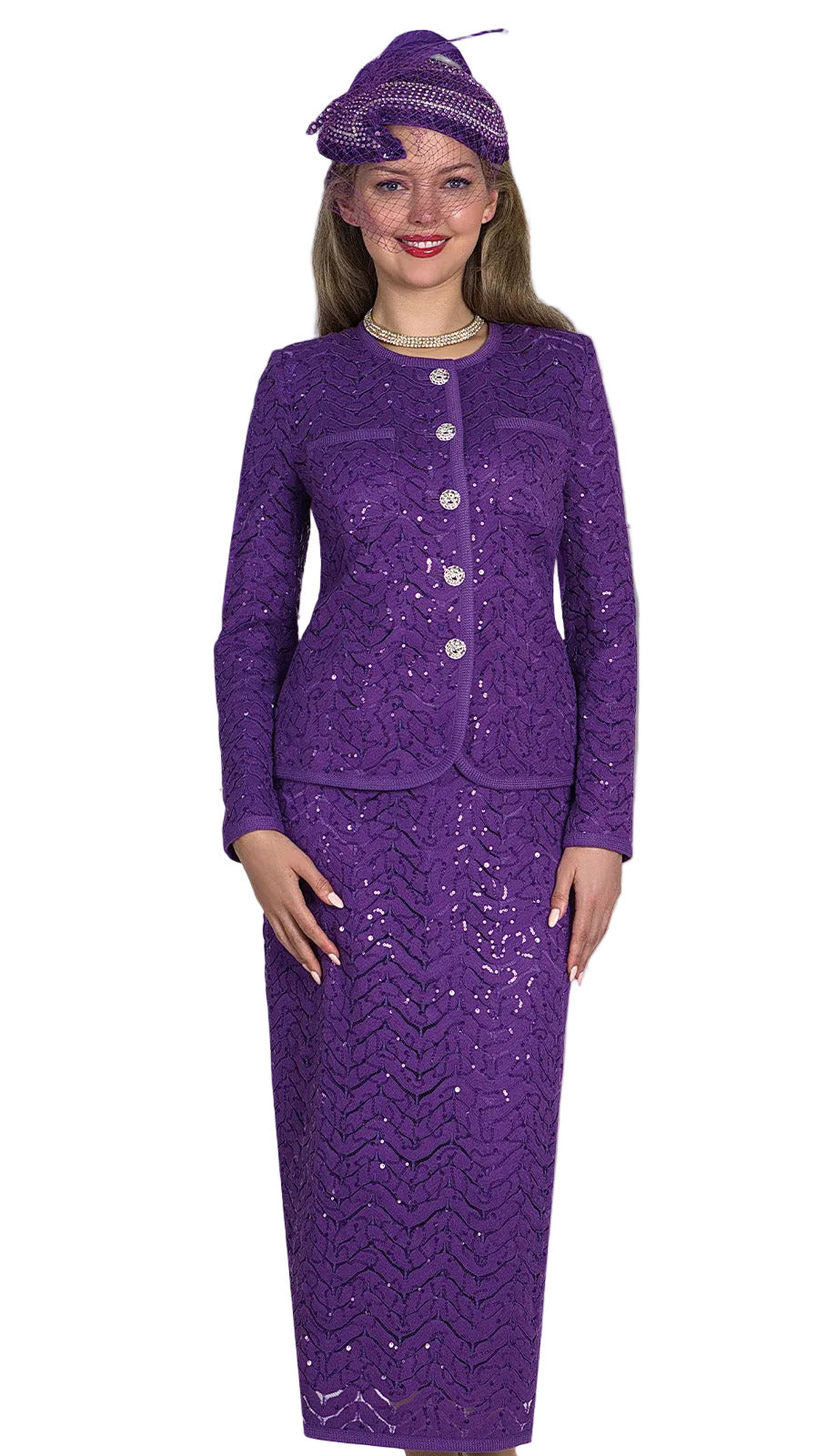 Lily and Taylor 5142-PUR-QS Church Suit