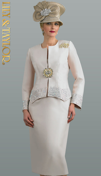 Lily And Taylor 4498-LGLD Church Suit-Hat
