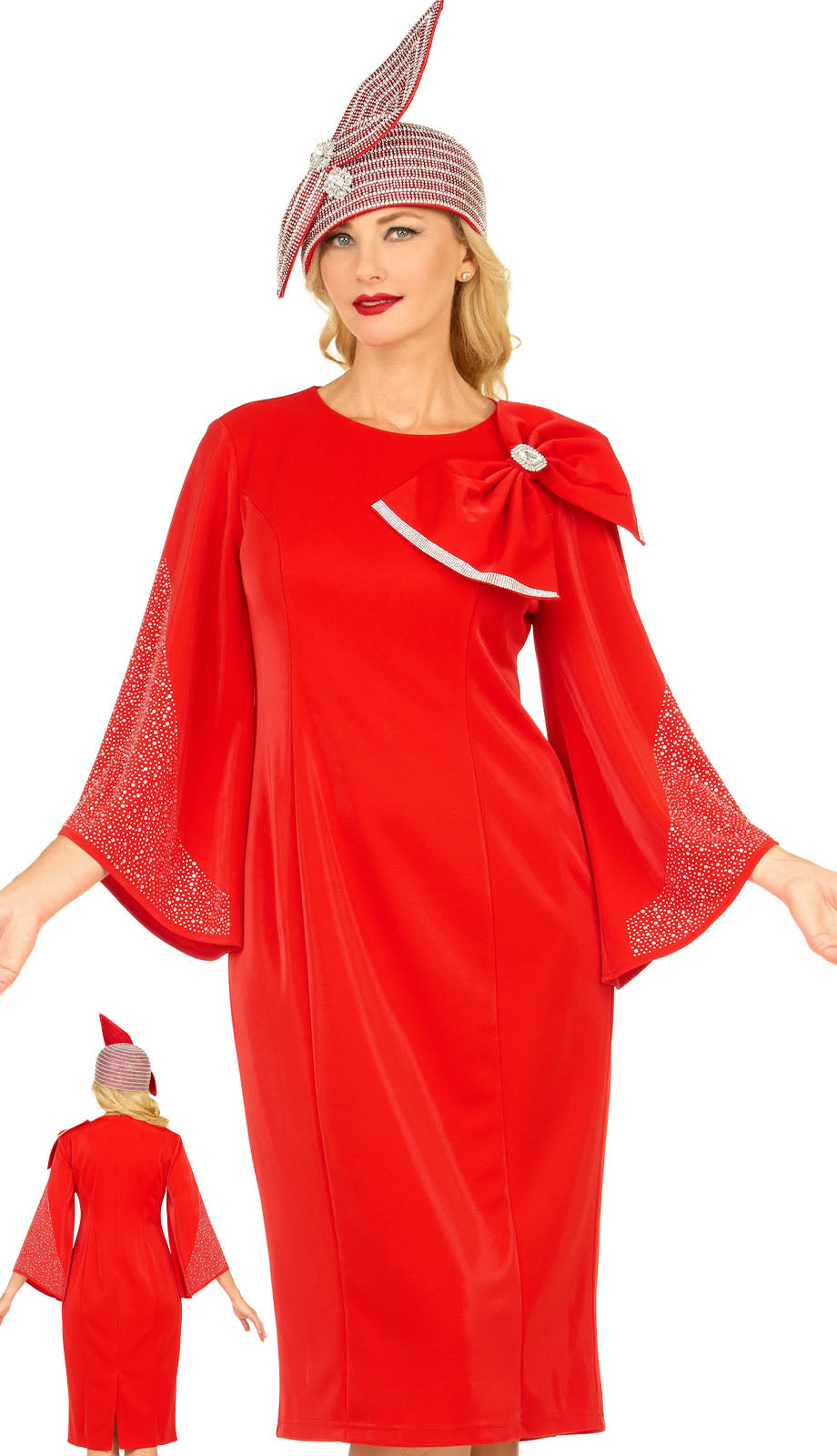 Giovanna DP2445-RED-H Church Dress-Hat