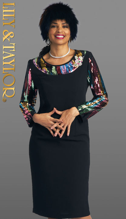 Lily And Taylor 4742-BWM-H Ladies Church Dress-Hat