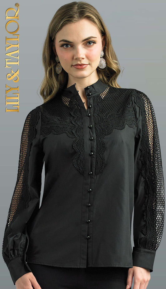 Lily and Taylor S104-BLK Blouse