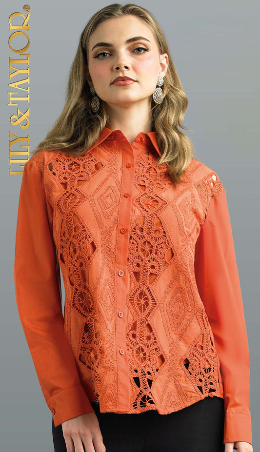Lily and Taylor S105-BRO Blouse