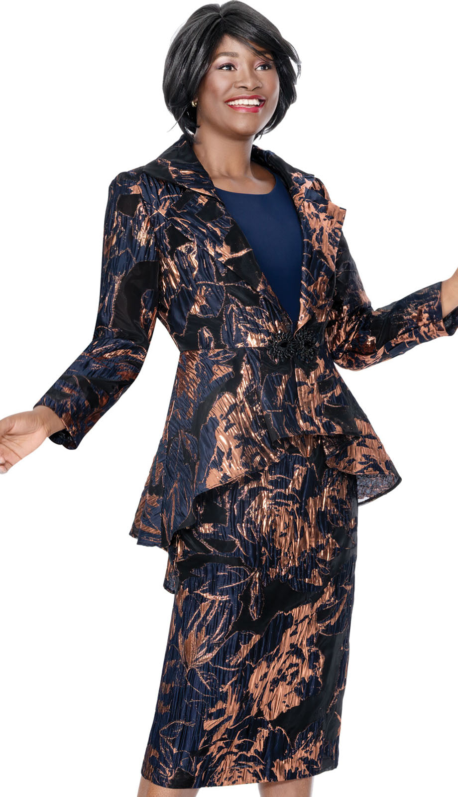 Terramina 7330-NAVY-GOLD Church Suit
