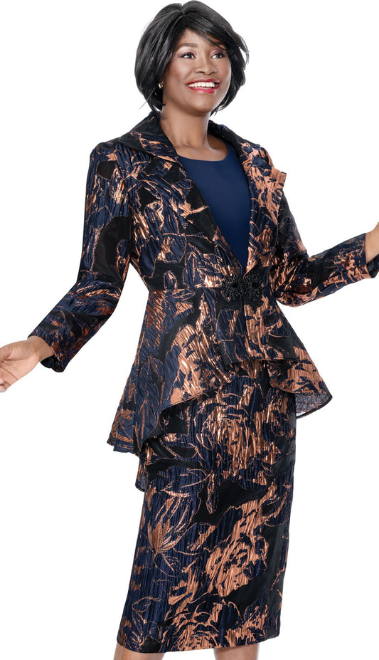 Terramina 7330-NAVY-GOLD Church Suit