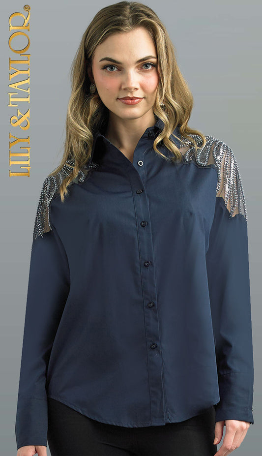 Lily and Taylor S106-NVY Blouse