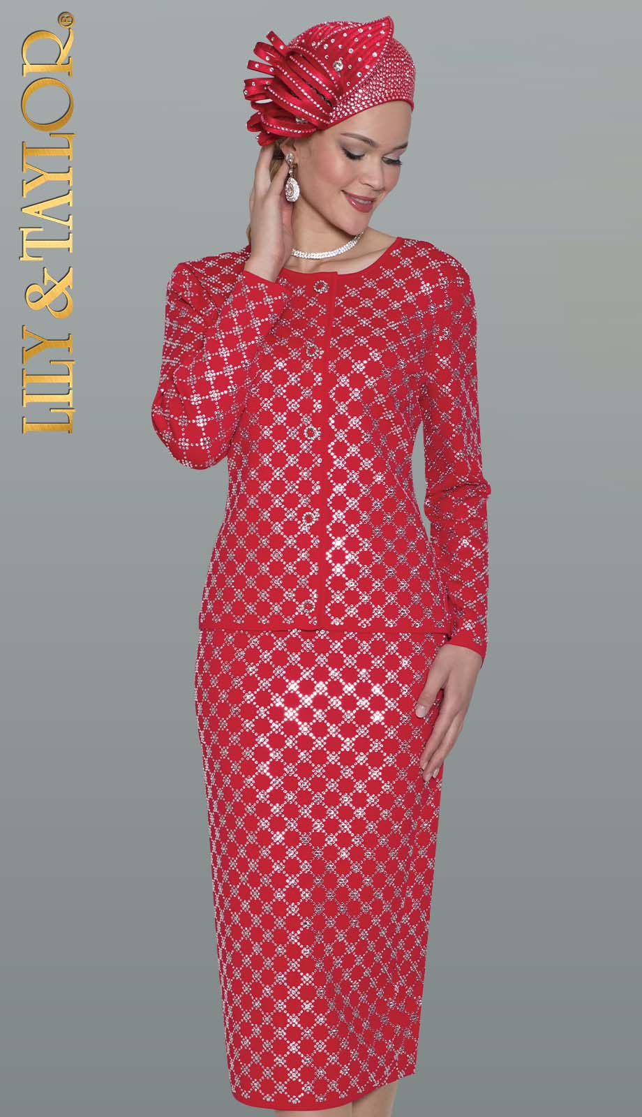 Lily And Taylor 853-RED Church Suit